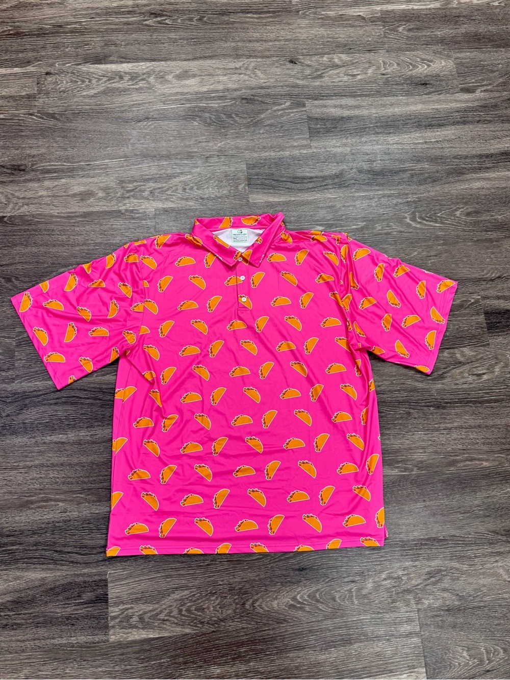 Obnoxious Golf Taco Print Polo Shirt 5XL Pink Loud AOP Performance Stretch
